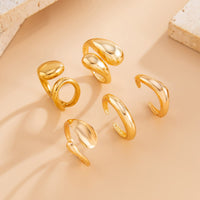 Thumbnail for Minimalist 5pcs Gold Silver Plated Hollow Waterdrop Ring Set - ArtGalleryZen