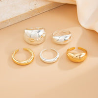 Thumbnail for Minimalist 5pcs Gold Silver Tone Glossy Chunky Ring Set - ArtGalleryZen