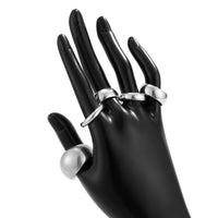 Thumbnail for Minimalist 5Pcs Gold Silver Tone Glossy Open Ring Set - ArtGalleryZen