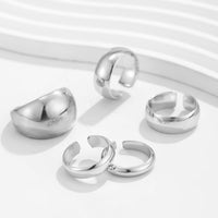 Thumbnail for Minimalist 5Pcs Gold Silver Tone Glossy Open Ring Set - ArtGalleryZen