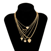 Thumbnail for Minimalist 5pcs Relief Hollow Heart Pendant Rope Saturn Chain Necklace Set - ArtGalleryZen