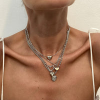 Thumbnail for Minimalist 5pcs Relief Hollow Heart Pendant Rope Saturn Chain Necklace Set - ArtGalleryZen