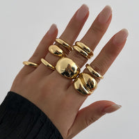 Thumbnail for Minimalist 9pcs Glossy Chunky Stackable Open Ring Set - ArtGalleryZen