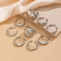 Thumbnail for Minimalist 9pcs Glossy Chunky Stackable Open Ring Set - ArtGalleryZen