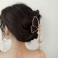 Thumbnail for Minimalist Butterfly Chain Tassel Chignon Claw Clip Hair Clip - ArtGalleryZen