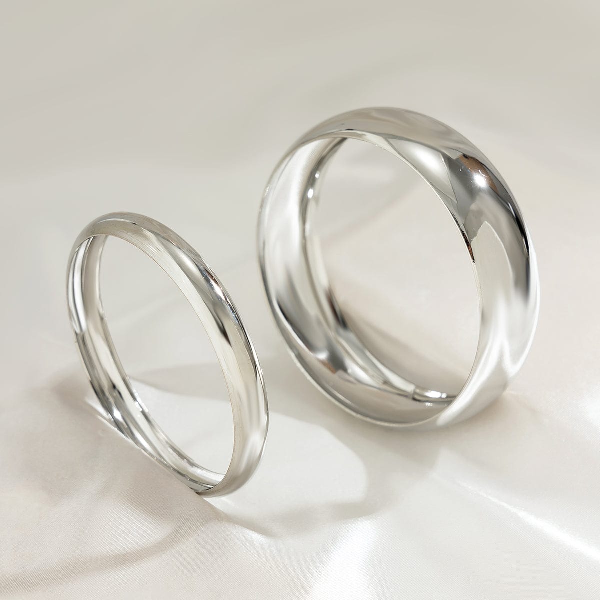 Minimalist Chunky 2Pcs Gold Silver Pleated Bangle Bracelet Set - ArtGalleryZen