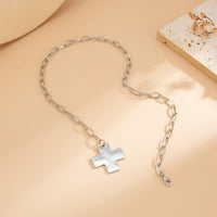 Thumbnail for Minimalist Chunky Cross Pendant Cable Chain Necklace - ArtGalleryZen