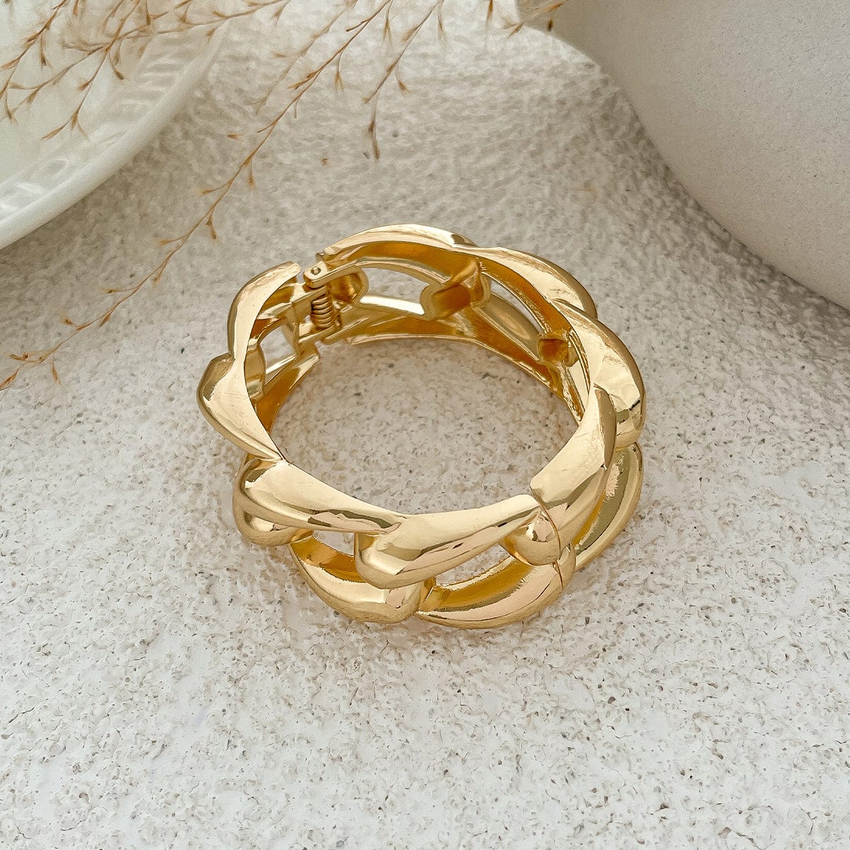 Minimalist Chunky Curb Chain Shape Bangle Bracelet - ArtGalleryZen