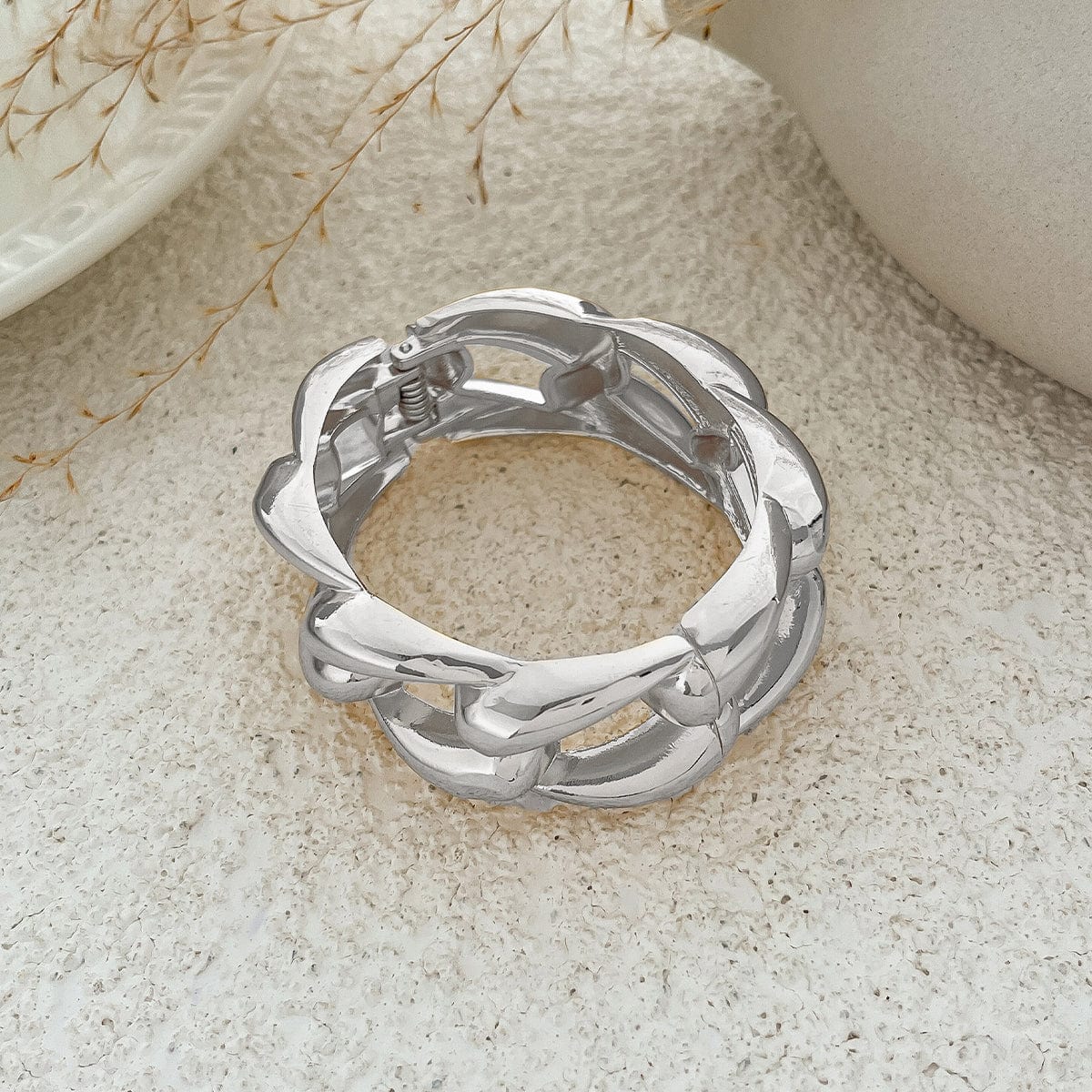 Minimalist Chunky Curb Chain Shape Bangle Bracelet - ArtGalleryZen