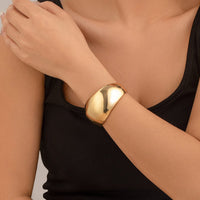 Thumbnail for Minimalist Chunky Curved Glossy Wide Cuff Bangle Bracelet - ArtGalleryZen