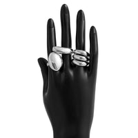 Thumbnail for Minimalist Chunky Gold Silver Plated Glossy Open Ring Set - ArtGalleryZen