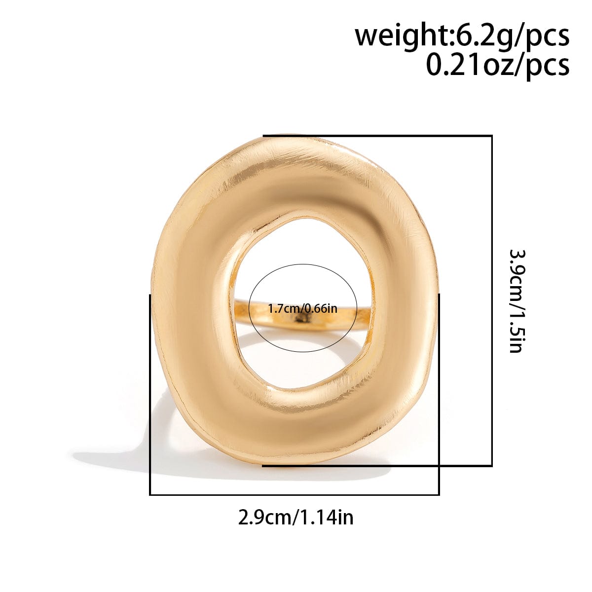 Minimalist Chunky Gold Silver Tone O Shaped Ring - ArtGalleryZen