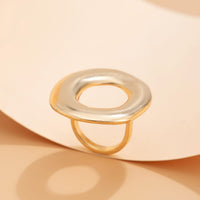 Thumbnail for Minimalist Chunky Gold Silver Tone O Shaped Ring - ArtGalleryZen