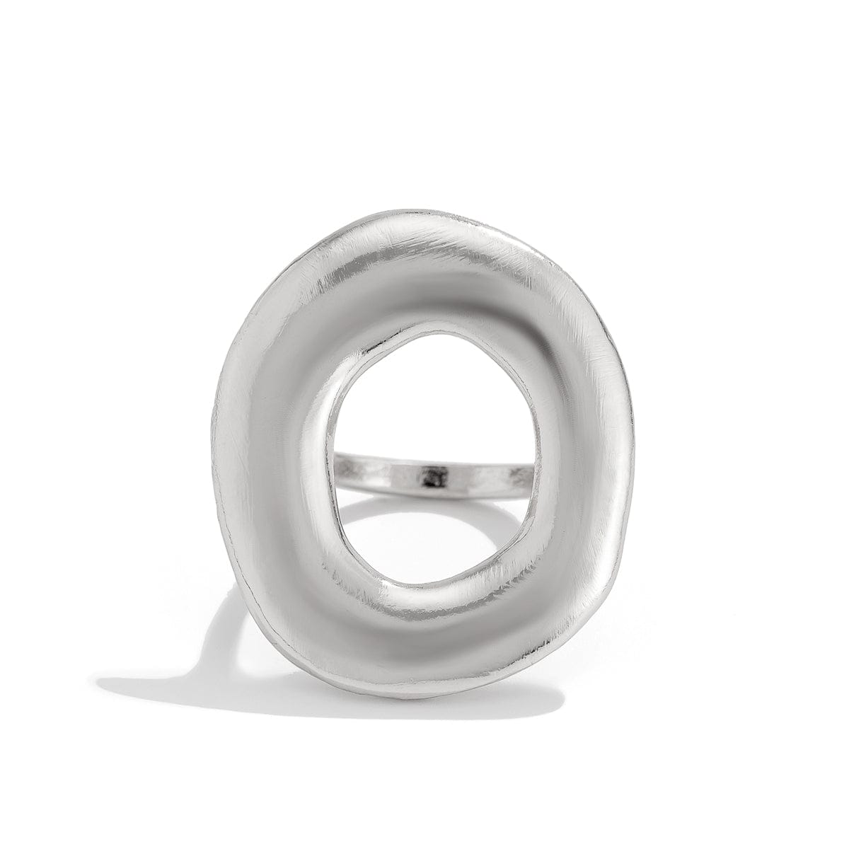 Minimalist Chunky Gold Silver Tone O Shaped Ring - ArtGalleryZen
