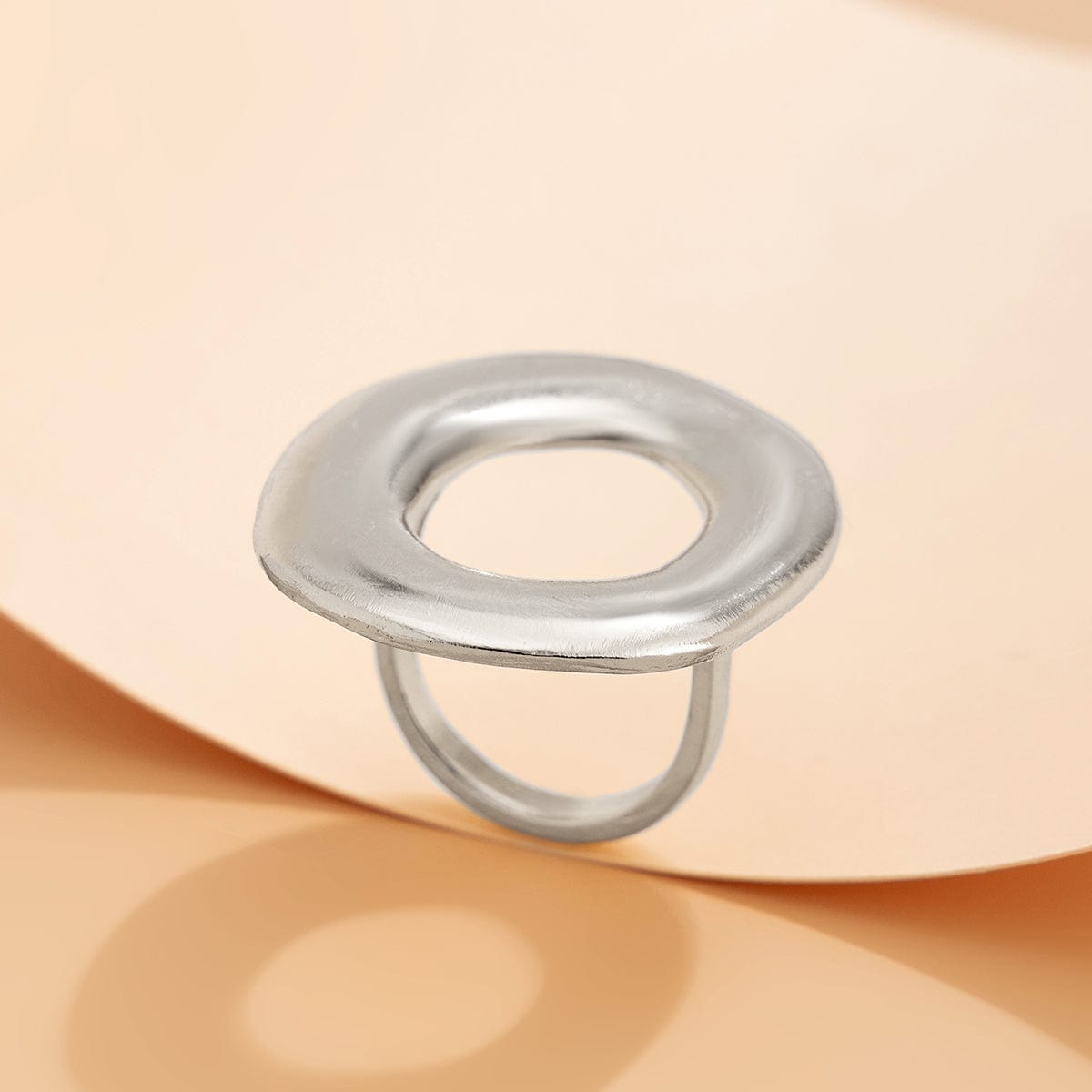 Minimalist Chunky Gold Silver Tone O Shaped Ring - ArtGalleryZen