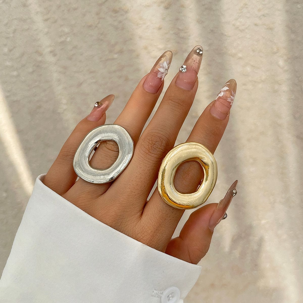Minimalist Chunky Gold Silver Tone O Shaped Ring - ArtGalleryZen