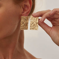 Thumbnail for Minimalist Chunky Textured Square Stud Earrings - ArtGalleryZen