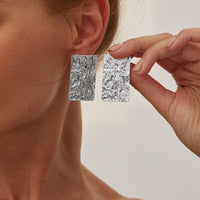 Thumbnail for Minimalist Chunky Textured Square Stud Earrings - ArtGalleryZen