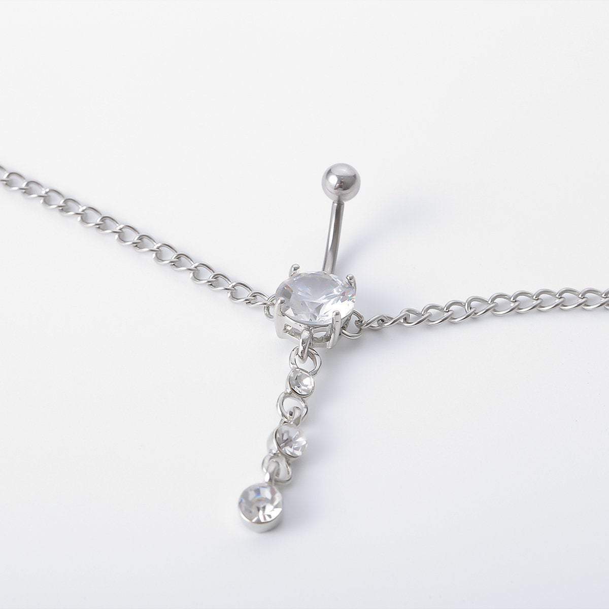 Minimalist Crystal Navel Piercing Belly Chain - ArtGalleryZen
