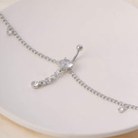 Thumbnail for Minimalist Crystal Navel Piercing Belly Chain - ArtGalleryZen