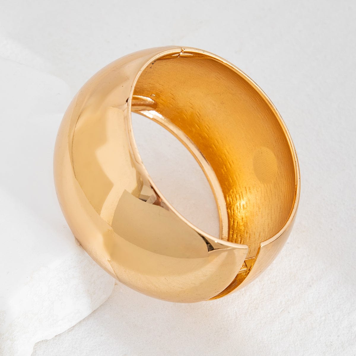 Minimalist Cut Surface Wide Cuff Bangle Bracelet - ArtGalleryZen