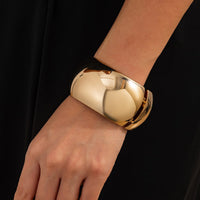 Thumbnail for Minimalist Cut Surface Wide Cuff Bangle Bracelet - ArtGalleryZen