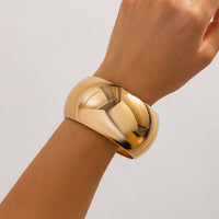 Thumbnail for Minimalist Cut Surface Wide Cuff Bangle Bracelet - ArtGalleryZen