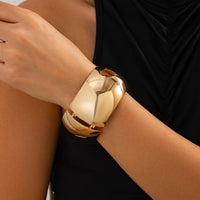 Thumbnail for Minimalist Cut Surface Wide Cuff Bangle Bracelet - ArtGalleryZen