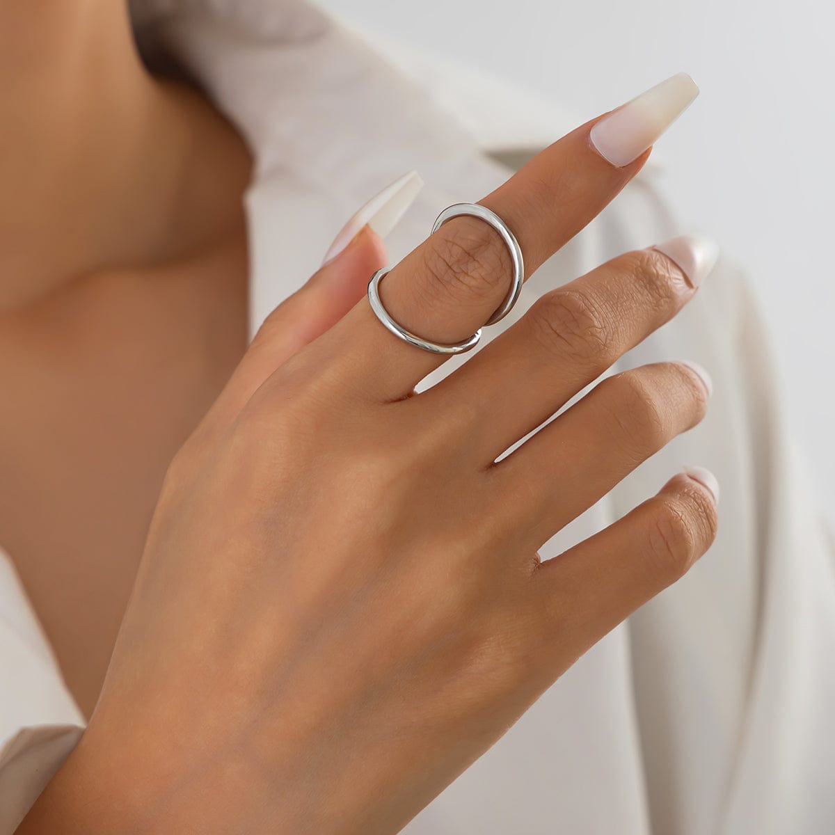 Minimalist Gold Silver Plated Duo Circle Ring - ArtGalleryZen