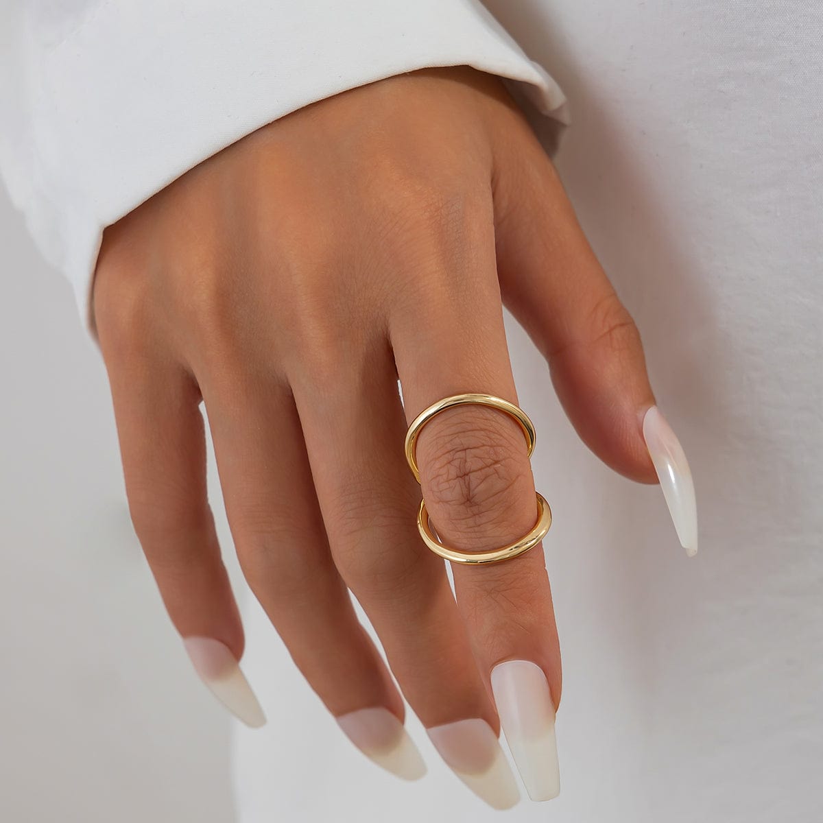 Minimalist Gold Silver Plated Duo Circle Ring - ArtGalleryZen