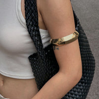Thumbnail for Minimalist Gold Silver Plated Glossy Arm Cuff - ArtGalleryZen