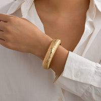 Thumbnail for Minimalist Gold Silver Plated Textured Bangle Bracelet - ArtGalleryZen