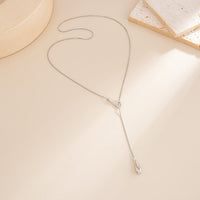 Thumbnail for Minimalist Gold Silver Plated Waterdrop Charm Y Necklace - ArtGalleryZen