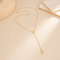 Thumbnail for Minimalist Gold Silver Plated Waterdrop Charm Y Necklace - ArtGalleryZen