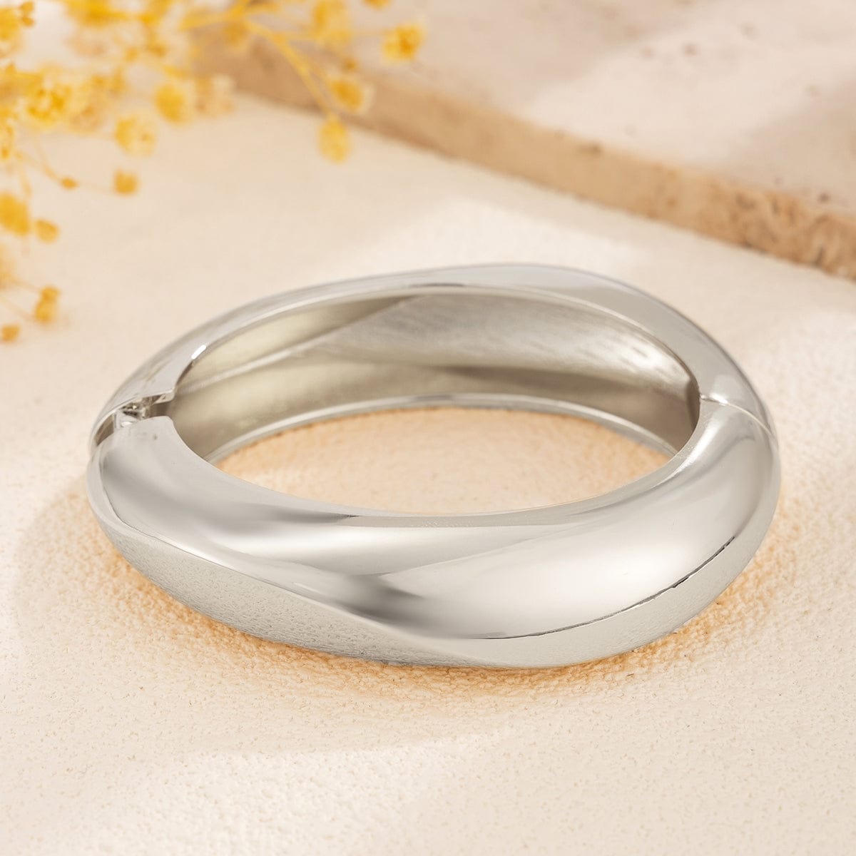 Minimalist Gold Silver Tone Curved Bangle Bracelet Set - ArtGalleryZen