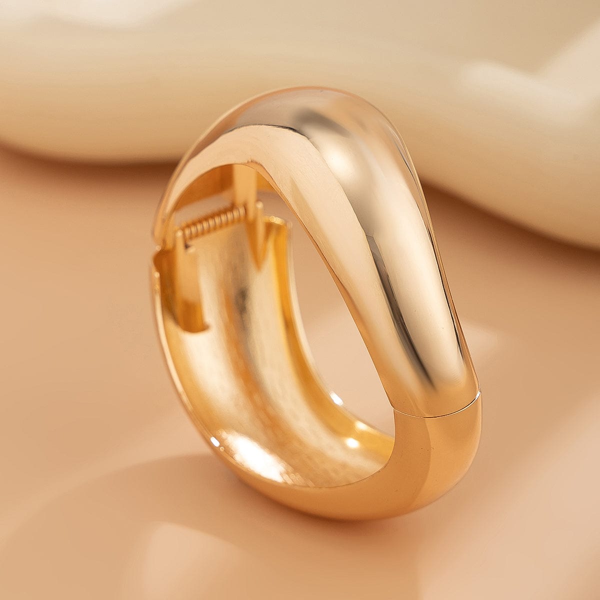 Minimalist Gold Silver Tone Curved Bangle Bracelet Set - ArtGalleryZen