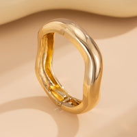 Thumbnail for Minimalist Gold Silver Tone Wave Bangle Bracelet - ArtGalleryZen
