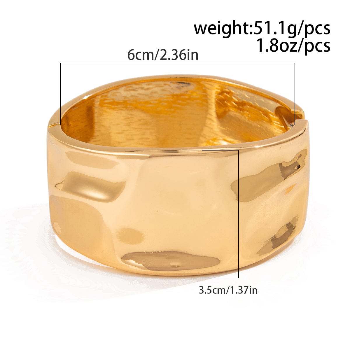 Minimalist Gold Tone Textured Wide Cuff Bangle Bracelet Set - ArtGalleryZen