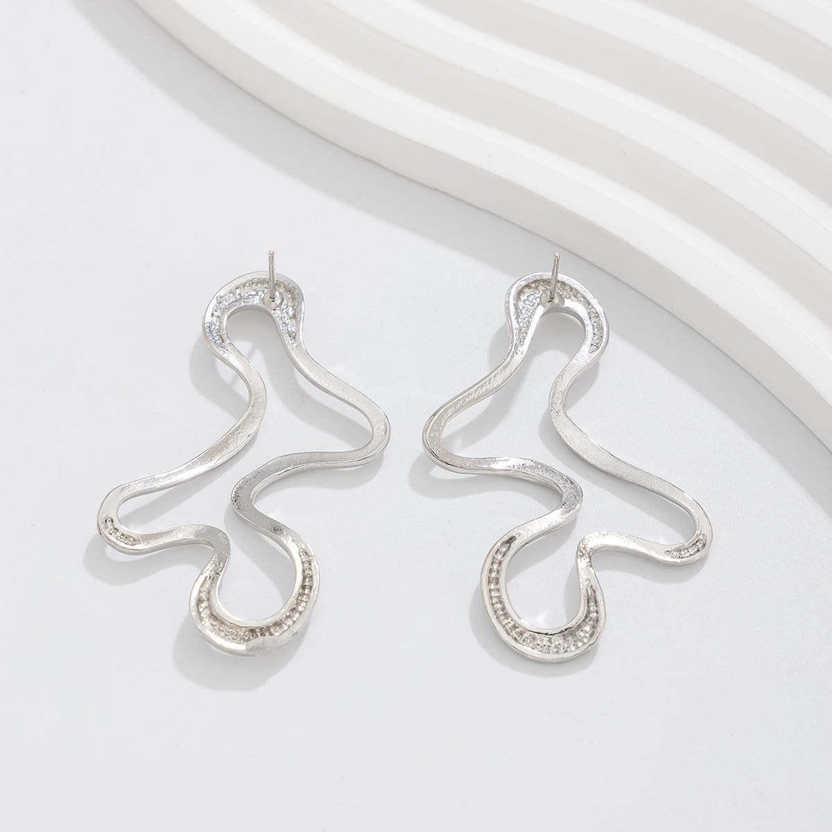 Minimalist Irregular Hollow Pattern Stud Earrings - ArtGalleryZen