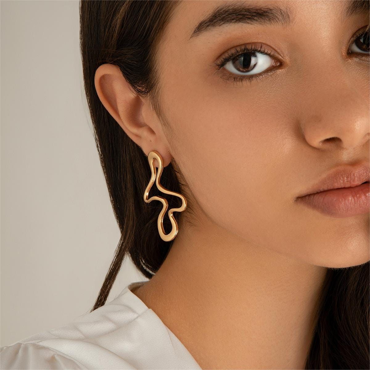 Minimalist Irregular Hollow Pattern Stud Earrings - ArtGalleryZen