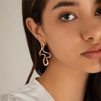 Thumbnail for Minimalist Irregular Hollow Pattern Stud Earrings - ArtGalleryZen