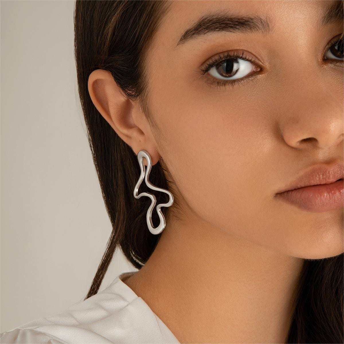 Minimalist Irregular Hollow Pattern Stud Earrings - ArtGalleryZen