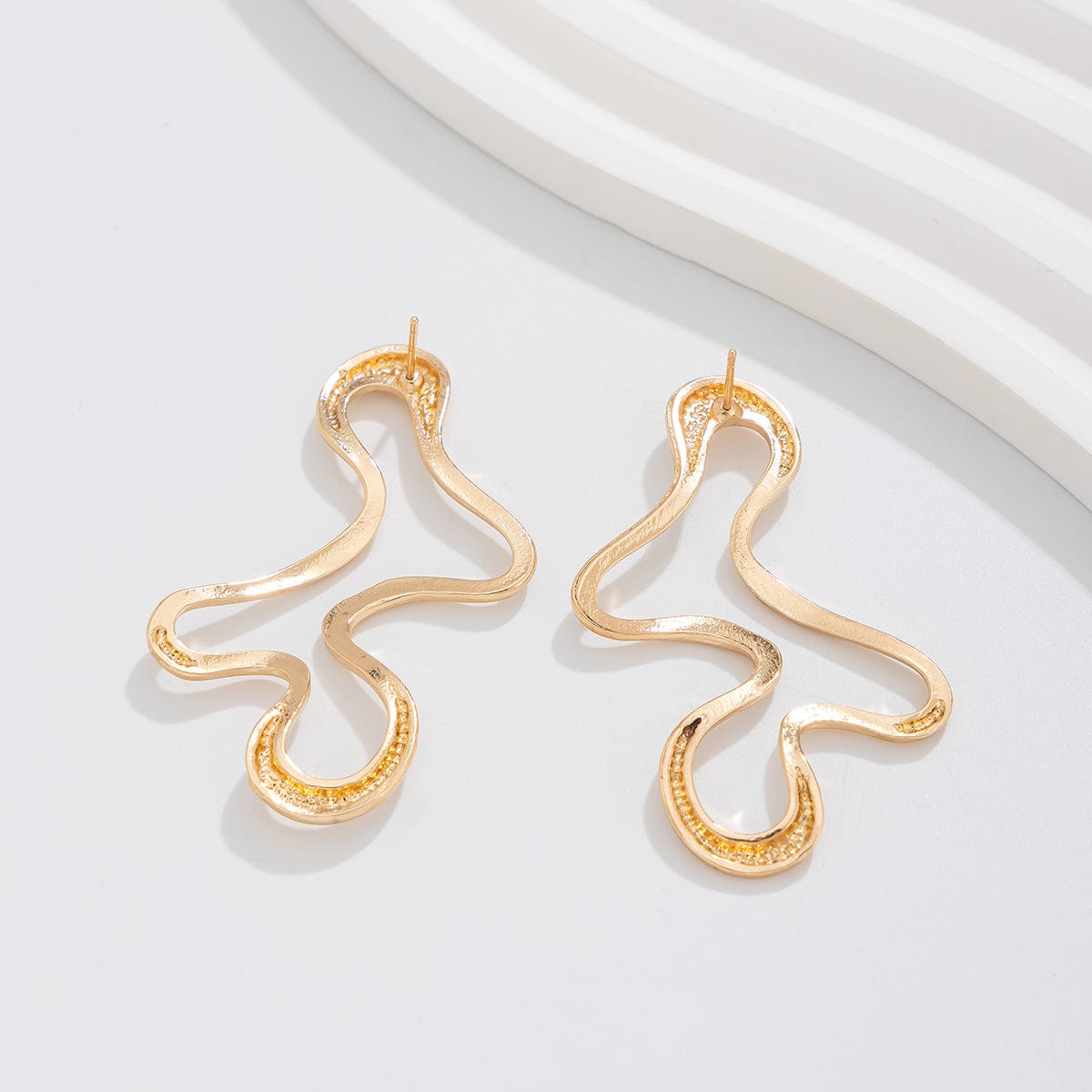 Minimalist Irregular Hollow Pattern Stud Earrings - ArtGalleryZen