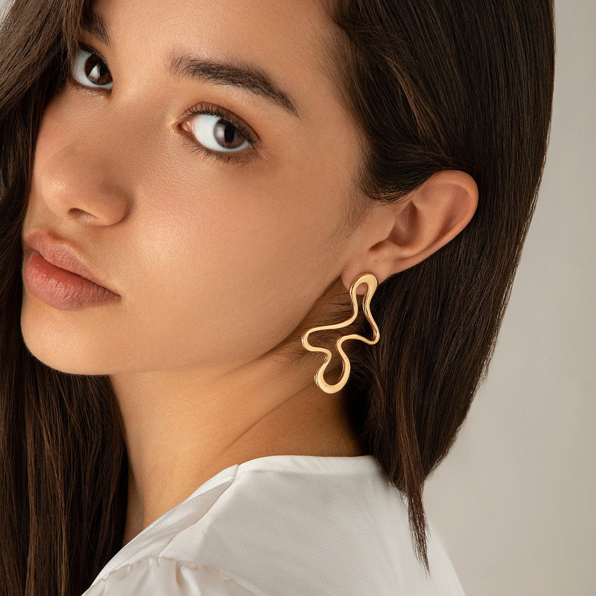 Minimalist Irregular Hollow Pattern Stud Earrings - ArtGalleryZen