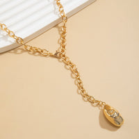 Thumbnail for Minimalist Irregular Waterdrop Dangle Curb Chain Y Necklace - ArtGalleryZen