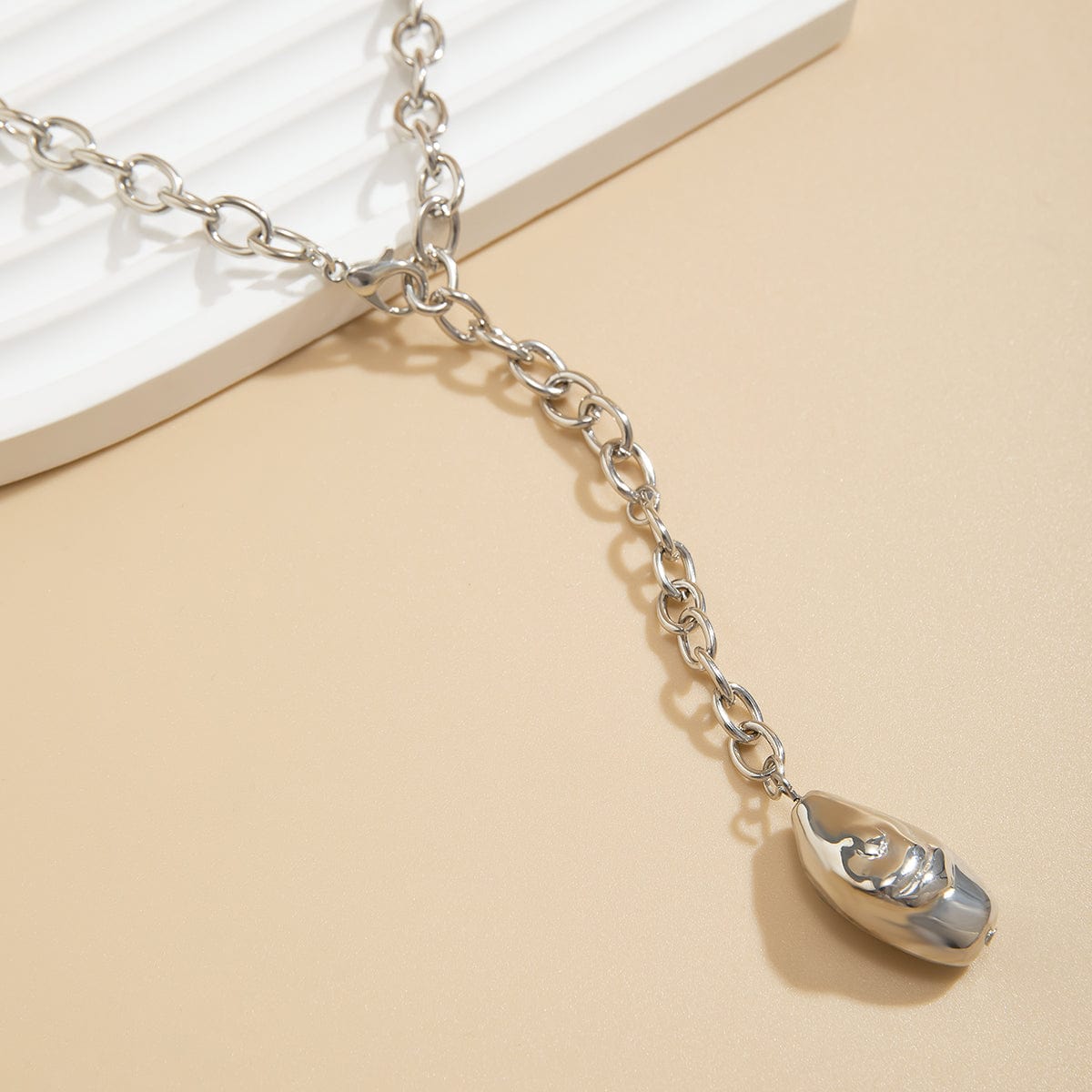 Minimalist Irregular Waterdrop Dangle Curb Chain Y Necklace - ArtGalleryZen