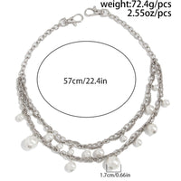 Thumbnail for MInimalist Layered Pearl Charm Curb Trouser Chain - ArtGalleryZen