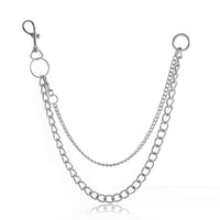 Thumbnail for Minimalist Layered Silver Tone Metal Curb Link Trouser Chain - ArtGalleryZen