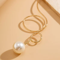 Thumbnail for Minimalist Spiral Pearl Pendant Open Collar Necklace - ArtGalleryZen