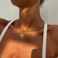Thumbnail for Minimalist Sun Face Pendant Collar Necklace - ArtGalleryZen